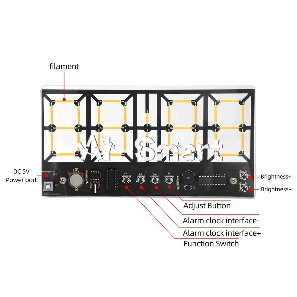 DC 5V 4-Digit Digital Light Bar Clock kit Brightness Adjustment Welding Practice