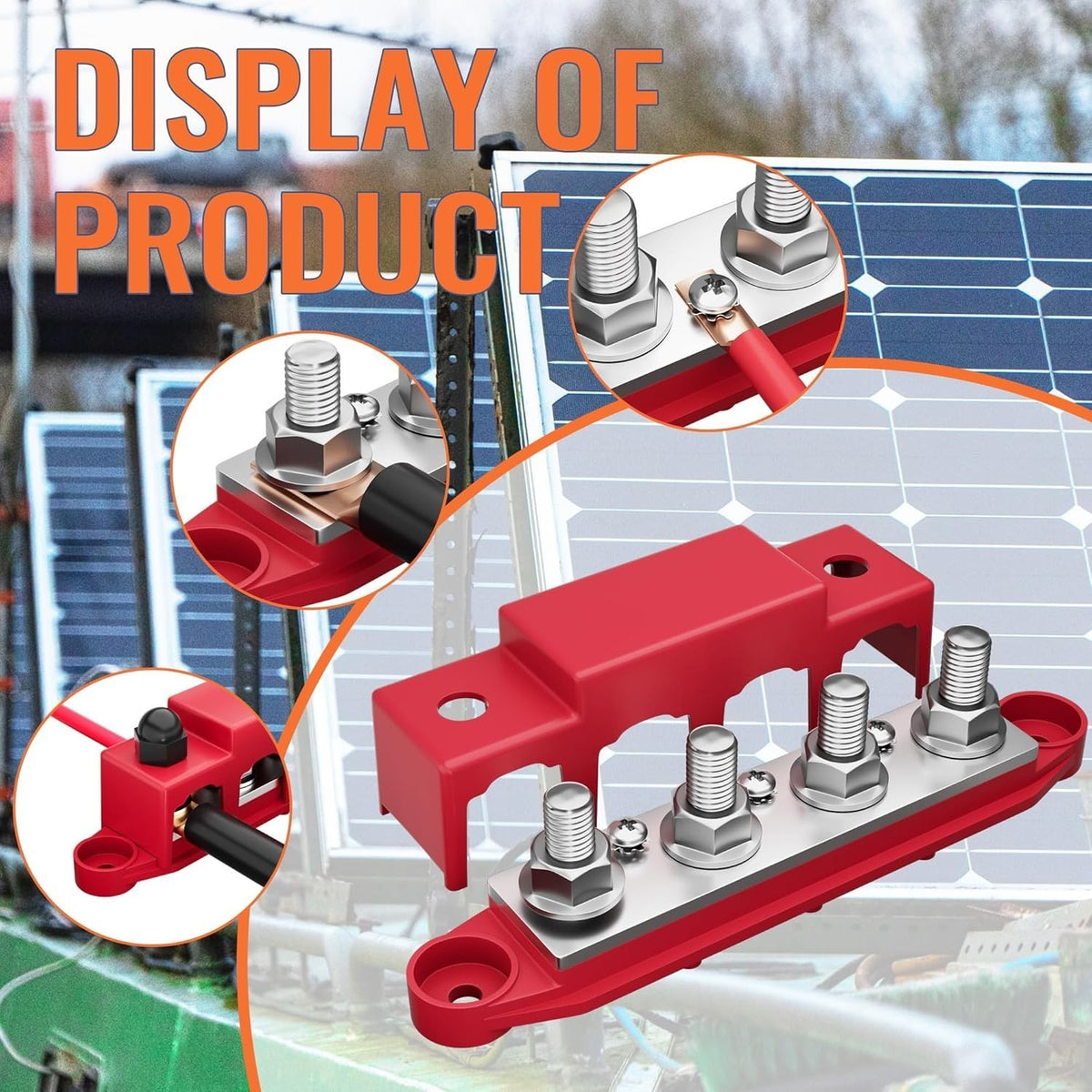 2pcs 12V 250A 4 Post Busbar Bus Bar Power Distribution M8 Red and Black Pair UK
