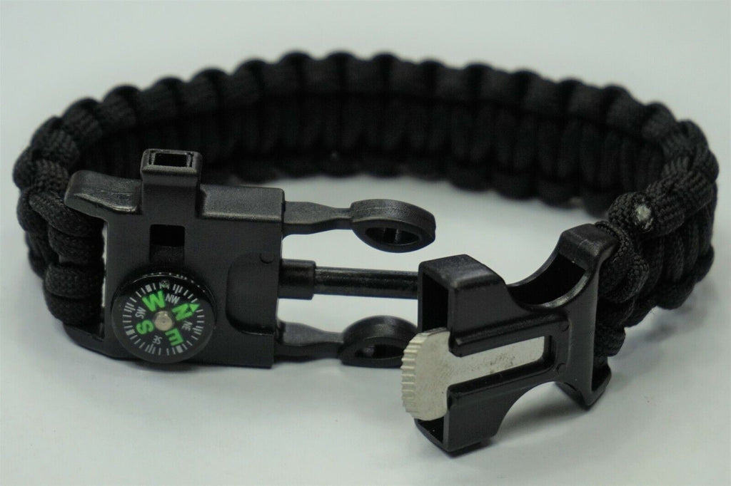 Paracord Bracelet Survival Kits Utility Firestarter Compass Whistle Rope Camping