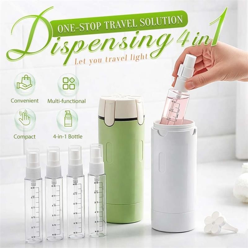Portable 30ML Travel Toiletry Bottles 4 Pack 4 In 1 Dispenser Container