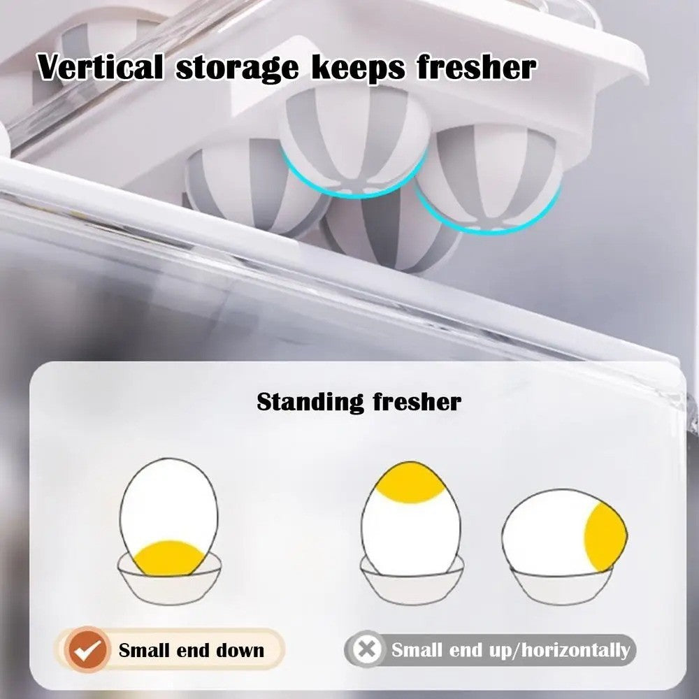 Refrigerator Egg Tray 12 Slot Egg Storage Holder Egg Dispenser Stackable W/ Lid