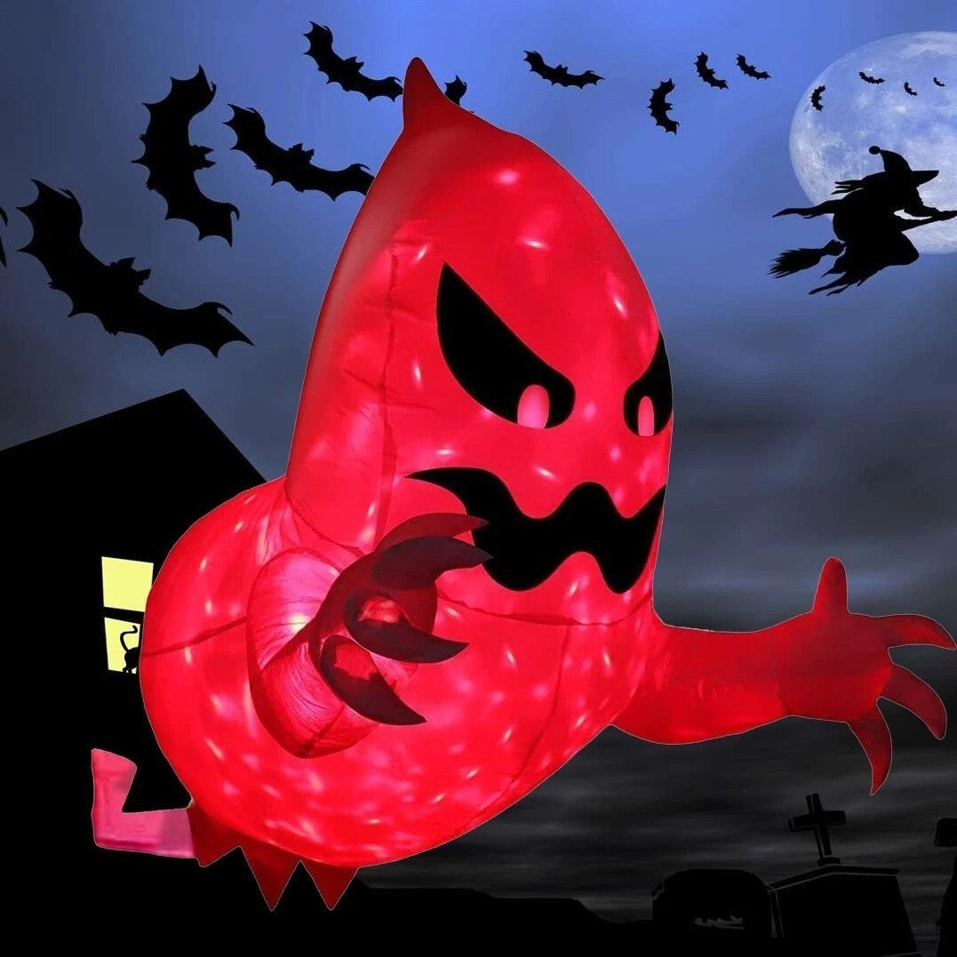 Halloween Inflatable Ghost With LED Lights Coming Out From Window Outdoor Decor