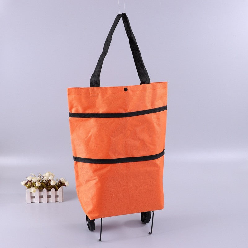 2 In 1 Folding Shopping Trolley Bag Grocery Cart On Wheels Bags Reusable Handbag