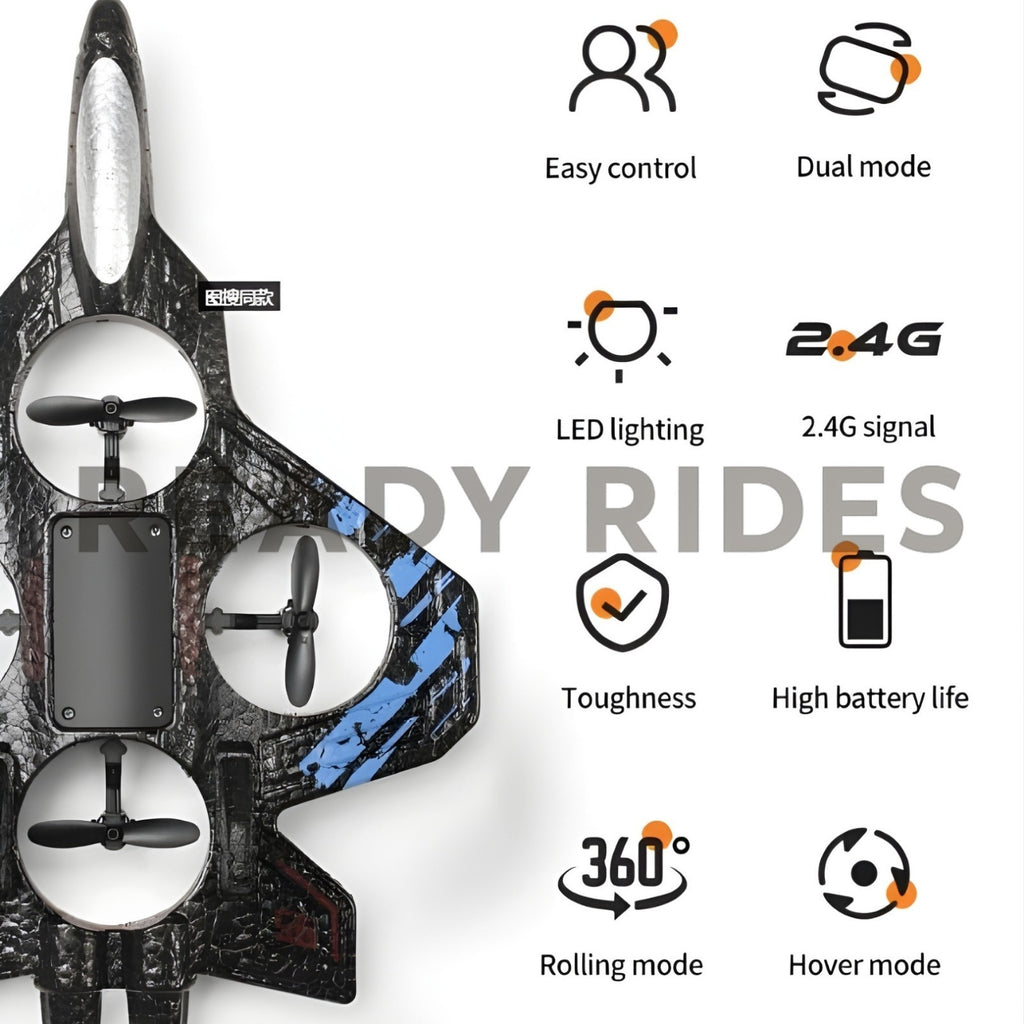 360° Flip RC Plane Toy Drone Remote Control Glider Jet Flying 2.4G LED Light UK