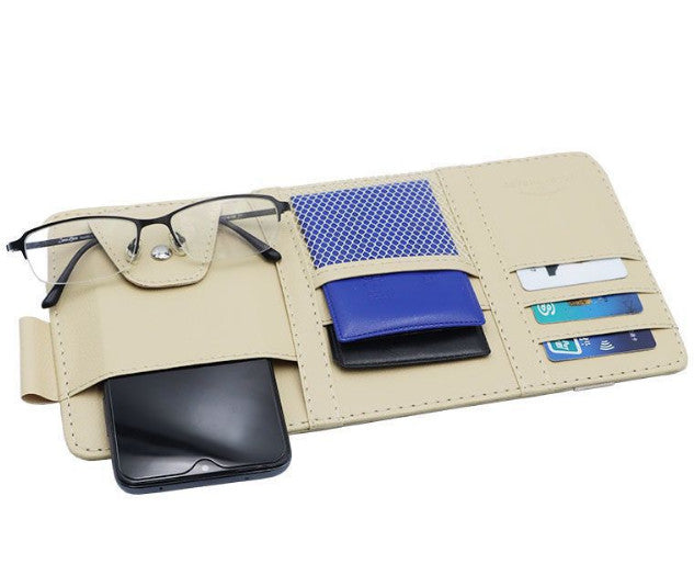 Car Sun Visor Organizer Auto Pen Business Card Holder CD Storage Box Bag Black