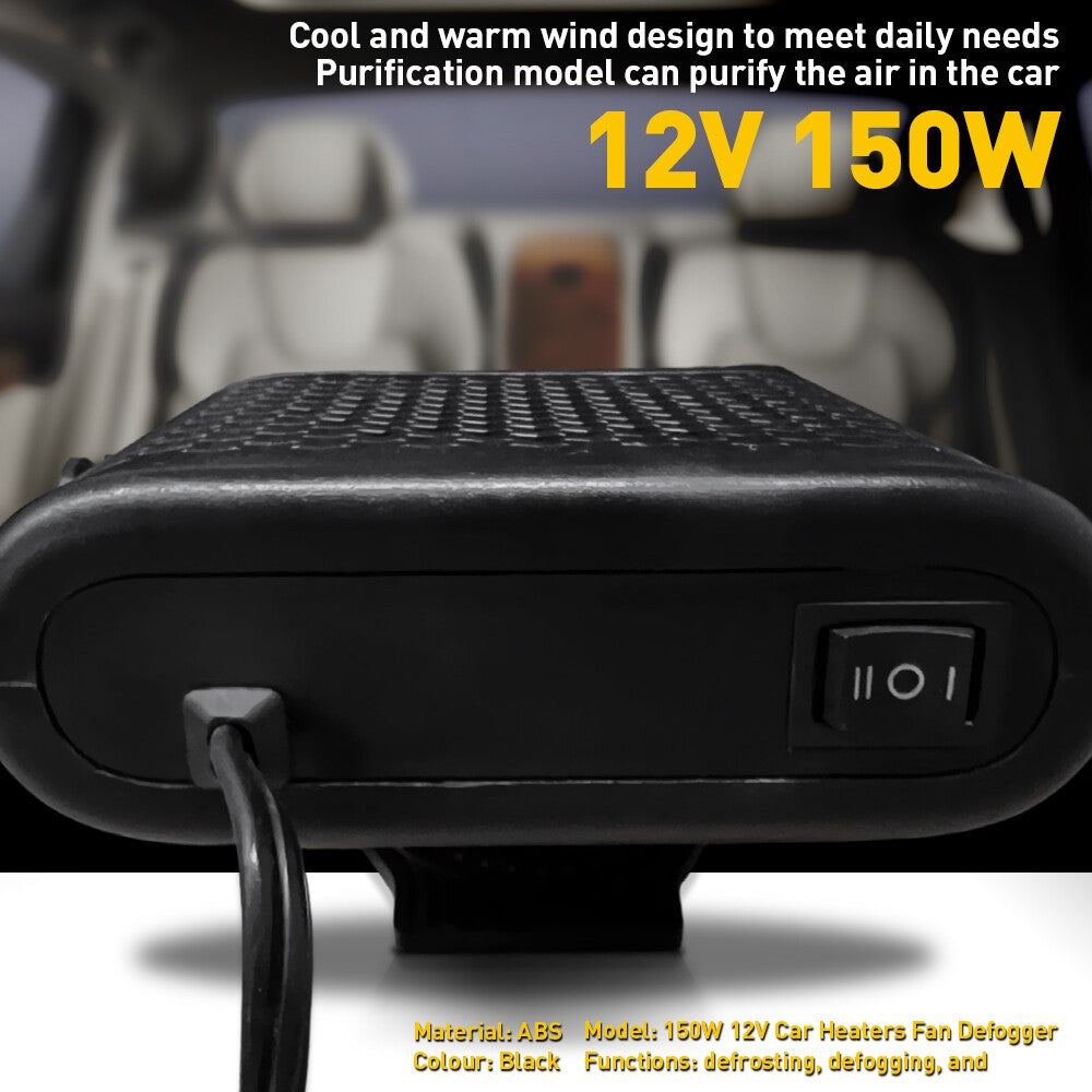 12V 150W Electric Heating Car Van Heater Defogger Demister Cooler Fan Portable