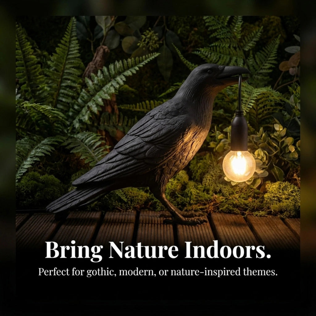 2pcs Raven Crow desk Lamp Resin Bird Light Gothic Bedside Lamp Home Decor LED