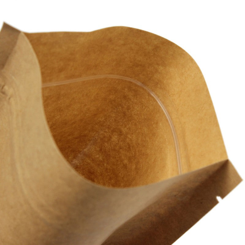 BROWN PACKAGING BAG CLEAR WINDOW GUSSET STANDING ZIP LOCK SEALABLE HEAT SEAL.*