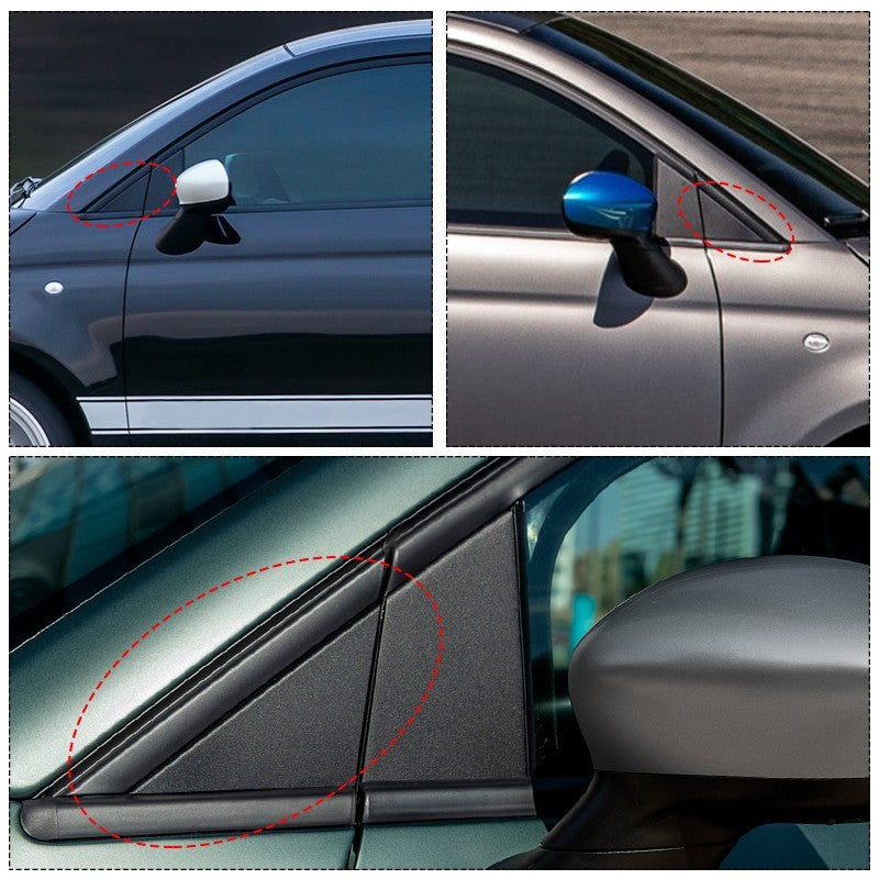 Left+Right Door Side Mirror Quarter Triangle Cover Trim For Fiat 500 2008-2019