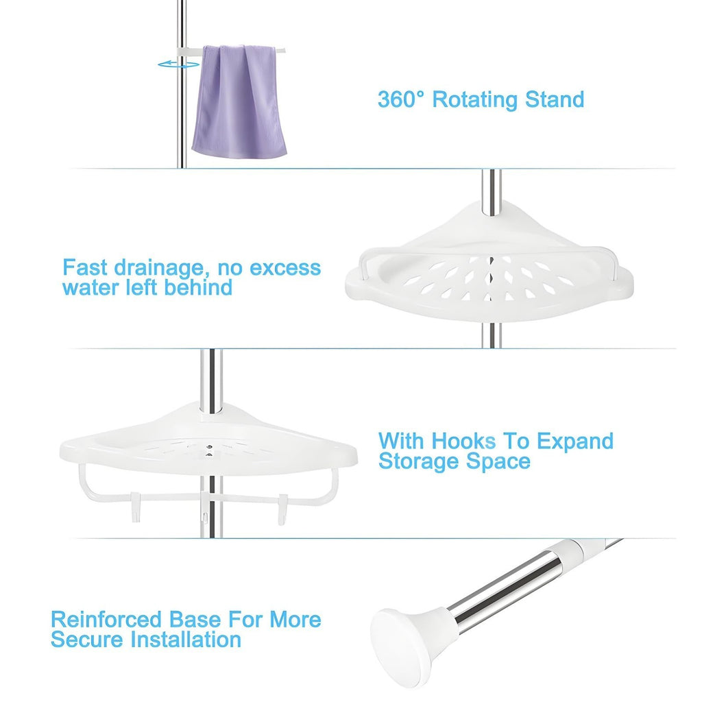 4 Tier Telescopic Bathroom Wall Corner Shelf Rack Shower Caddy Storage Organizer