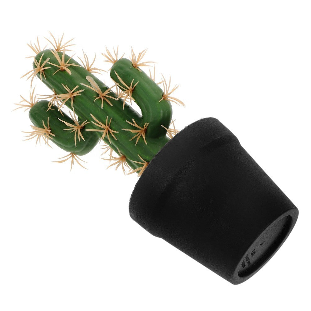 Lifelike Dark Green Plastic Artificial Potted Cactus for Home Decor