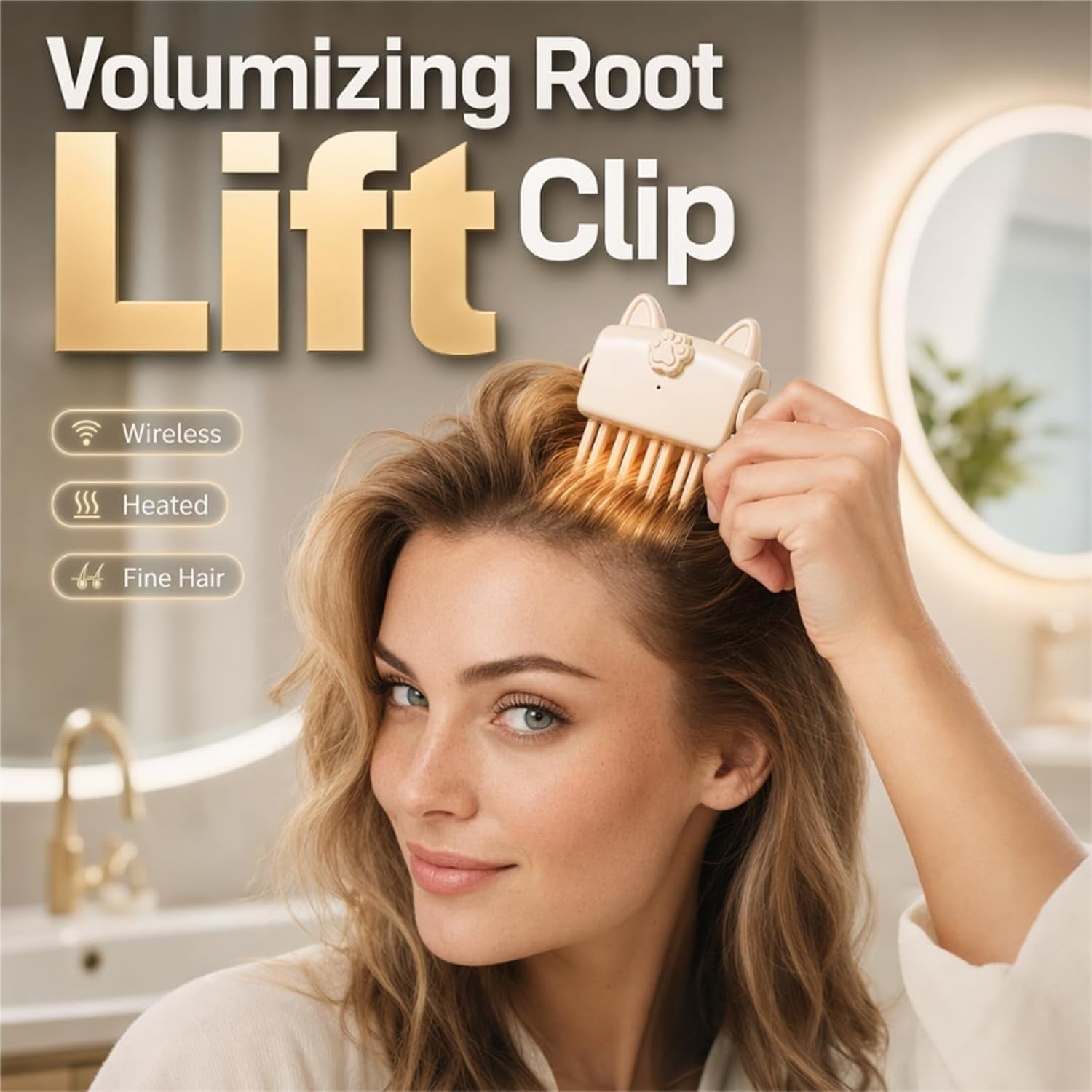 Electric Cordless Heated Hair Volume Clip - Root Clips for Curly Hair Volume