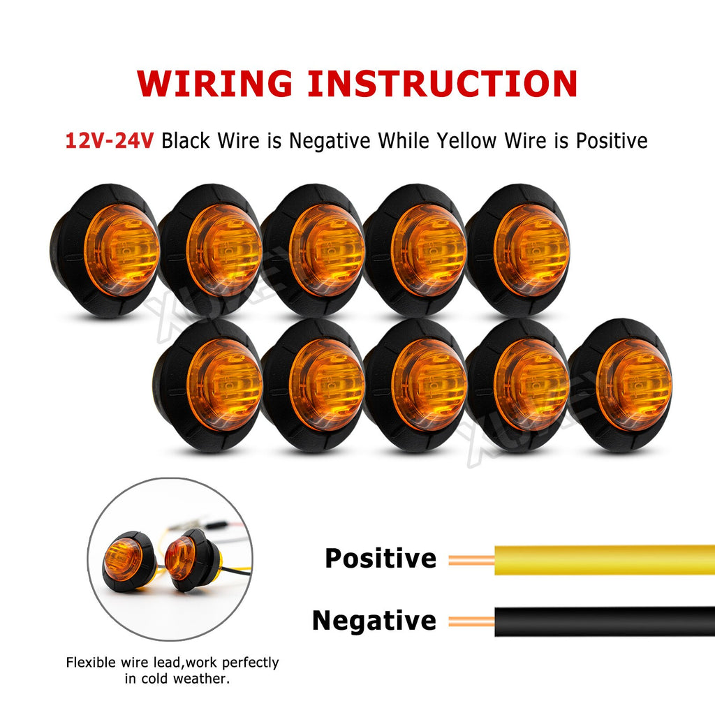 10x 12V/24V LED SIDE MARKER LIGHT INDICATOR LAMP AMBER BUS TRUCK LORRY Trailer