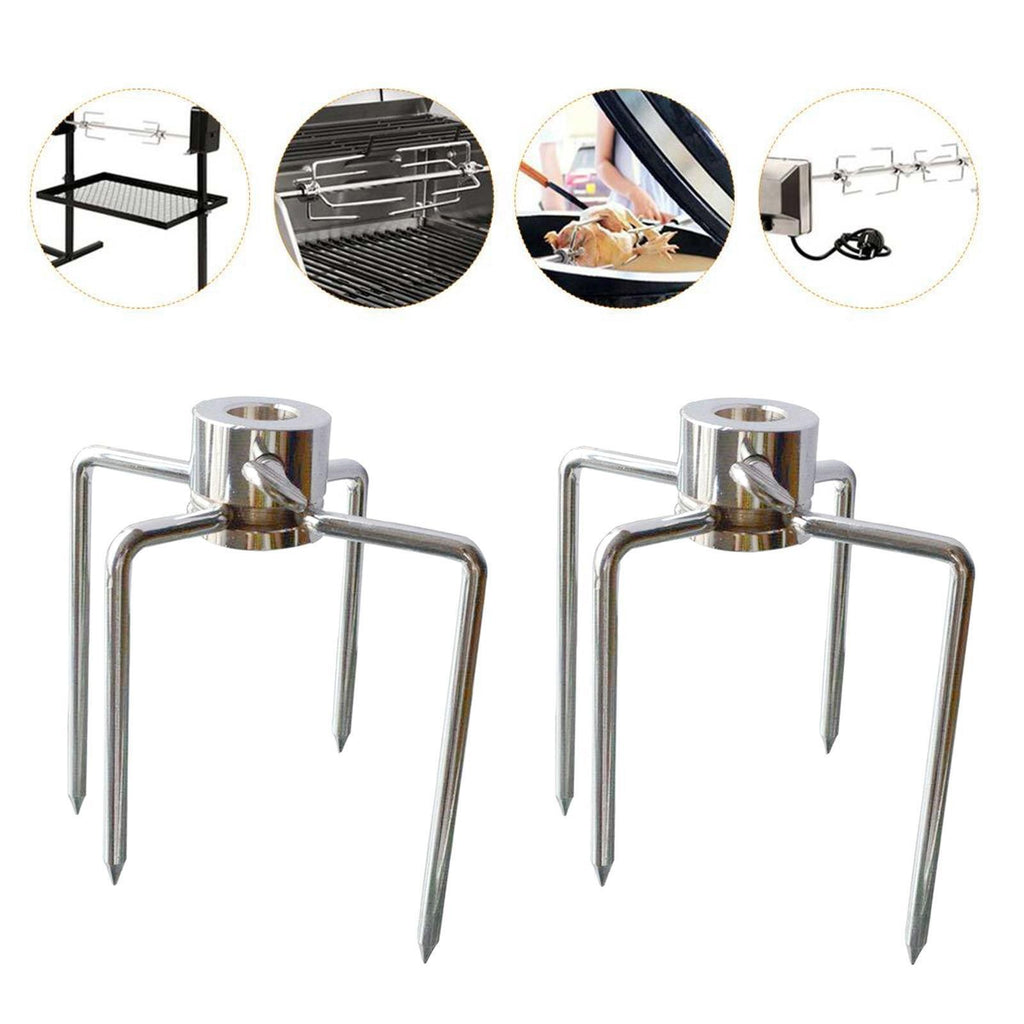 2pcs Stainless Steel Rotisserie BBQ Spit Fork Charcoal Grill Barbecue Tool