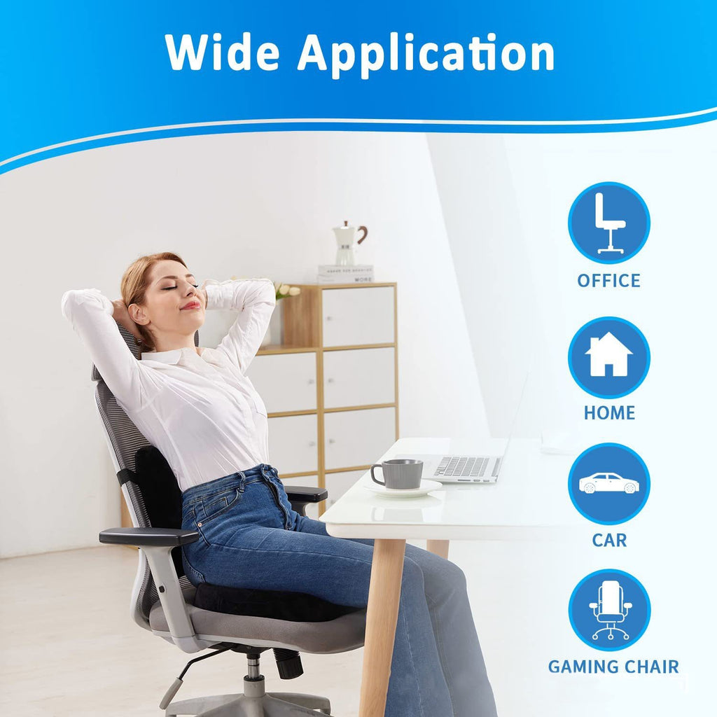 Lumbar Back Support Cushion Car Seat Pillow Memory Foam Pain Relief Office Chair