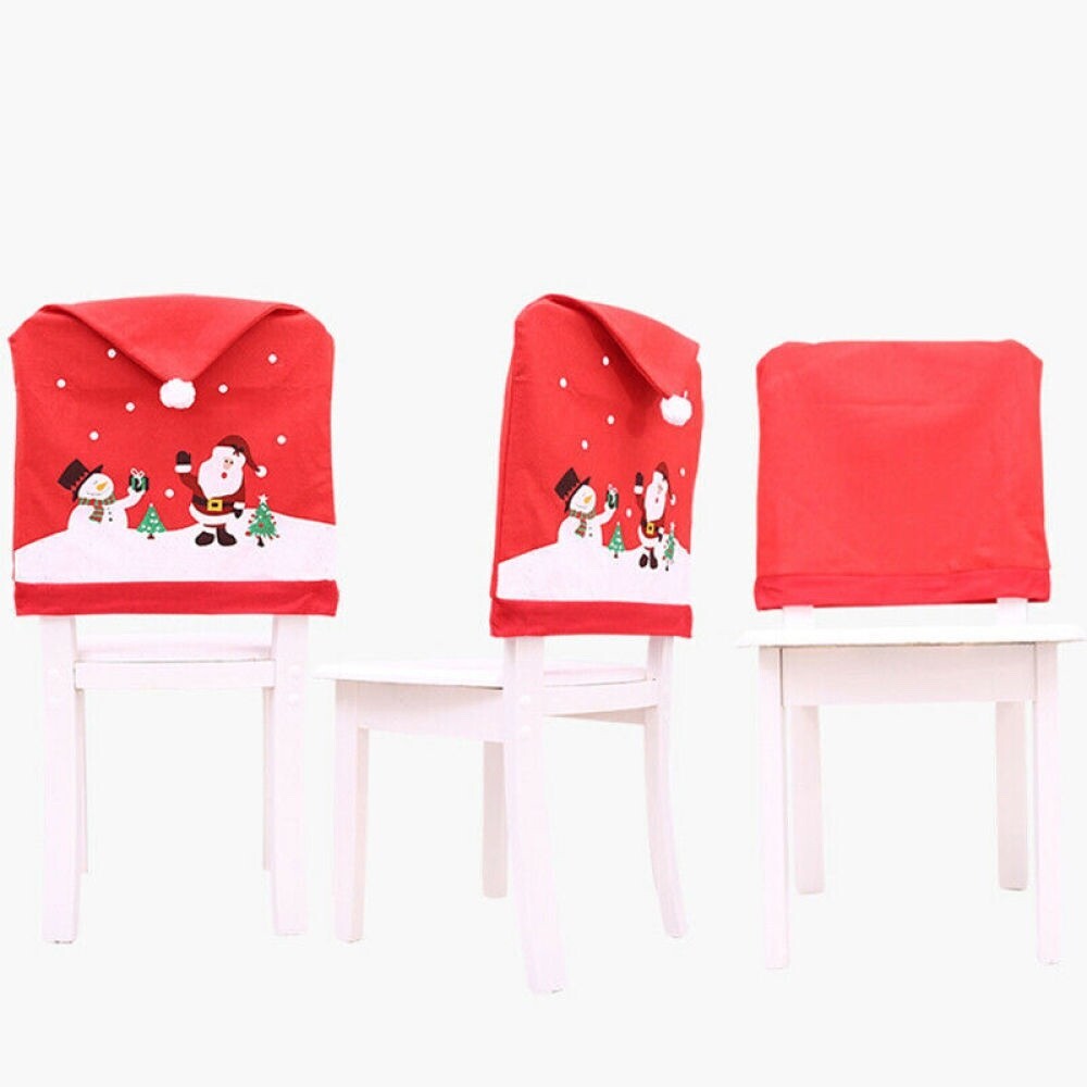 Christmas Decoration Santa Snowman Chair Cover Back Covers Table Party DIY Decor