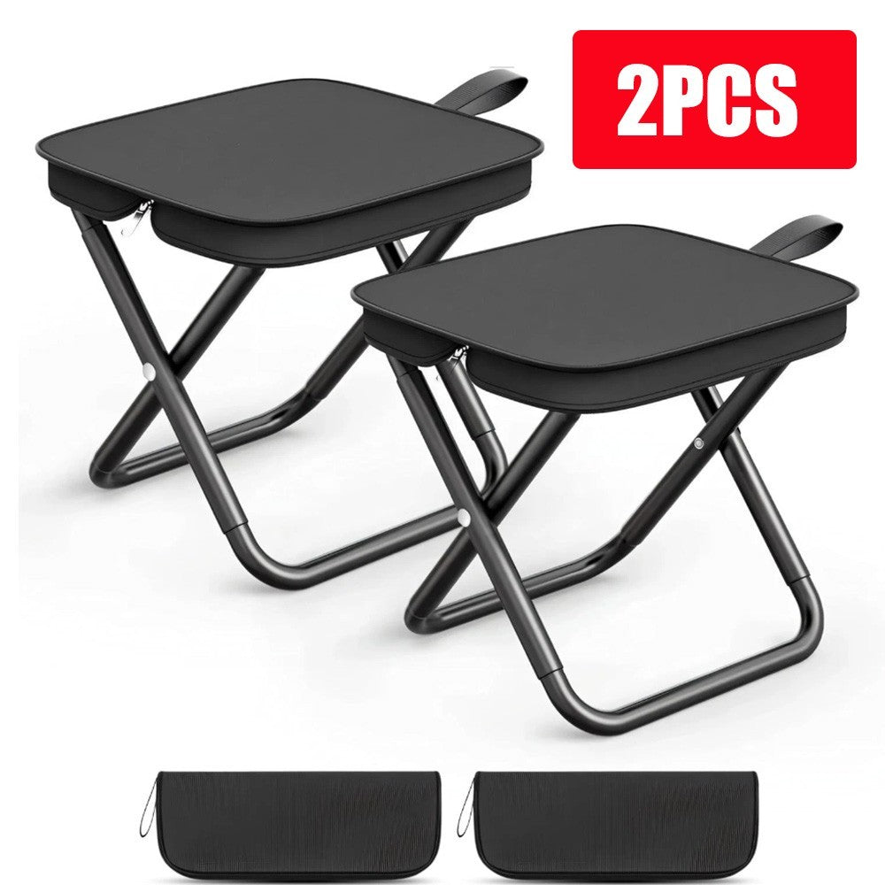 2X Folding Stool Portable Chair Steel Bracket for Outdoor Hiking Fishing Travel