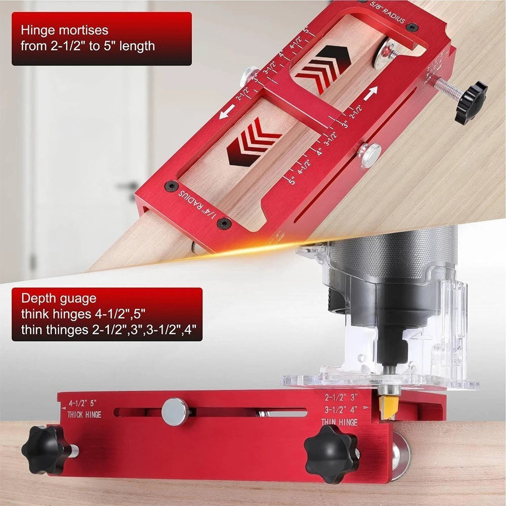 Adjustable Door Hinge Template Jig Router Mortiser for 2.5" to 5" Hinges Metal