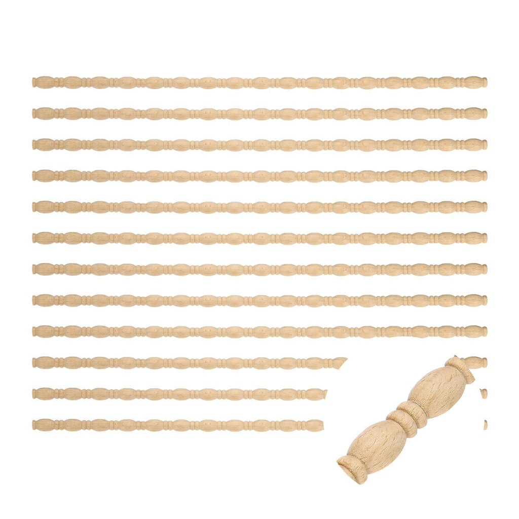 12Pcs 15.75" Decorative Wood Trim, Unfinished 3D Wood Molding (Gourd Line, 12mm)