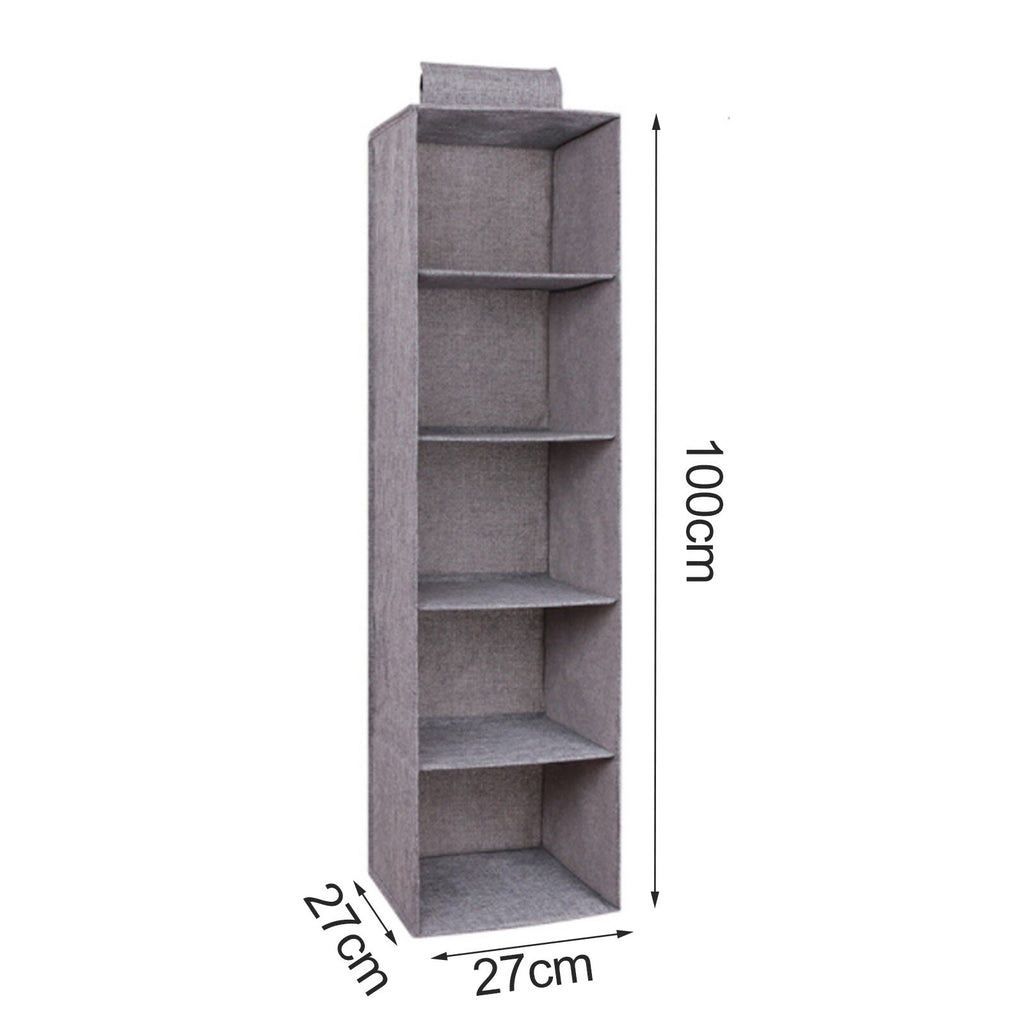 5 Layers Tidy Hanging Storage Bag Multi-Purpose Wardrobe Shelf for Clothes Shoes