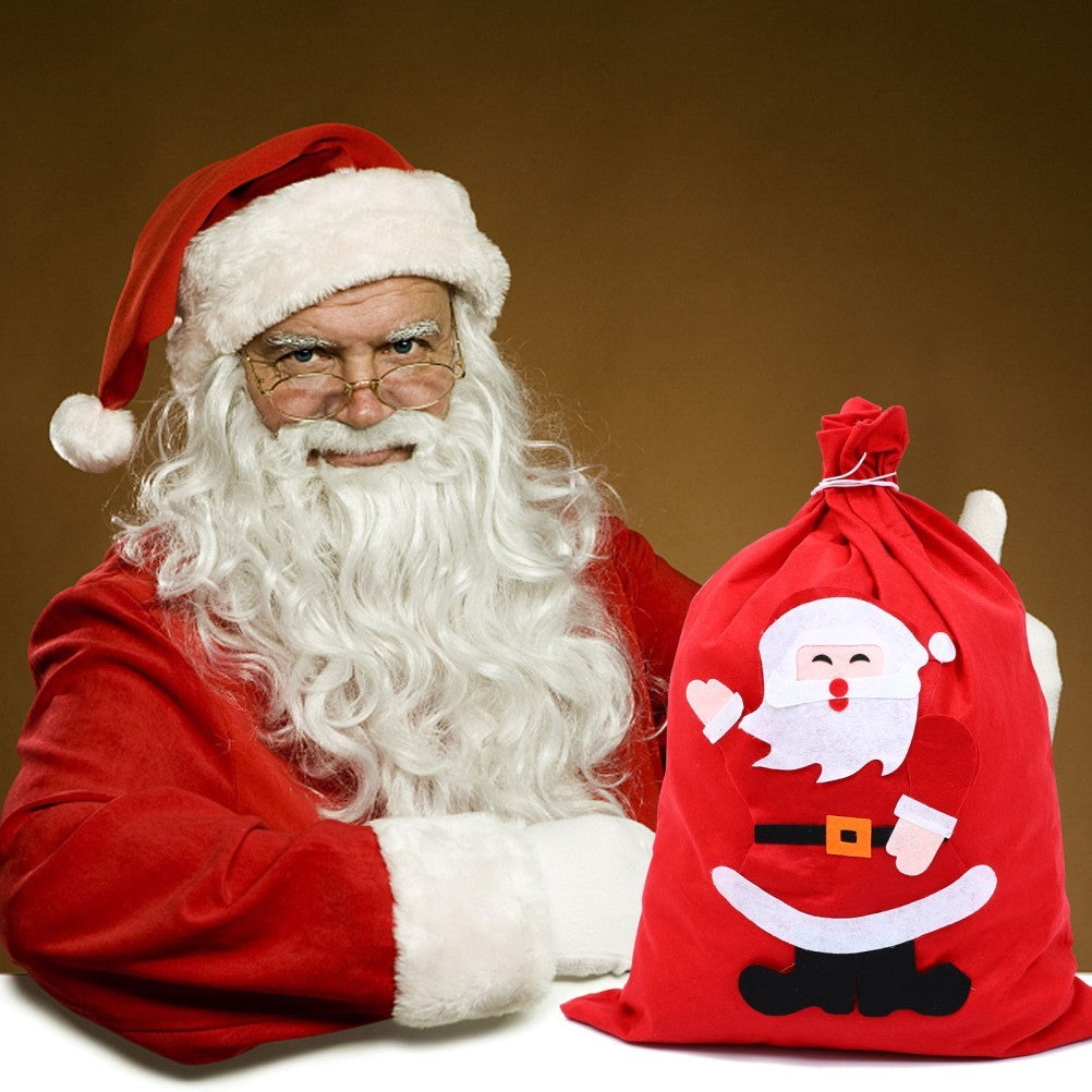 Santa Claus Christmas Gift Bag Reusable Drawstring Present Pouch Red
