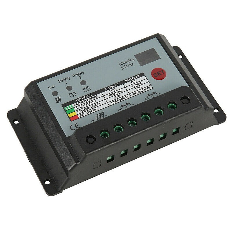 20A Dual Battery Solar Charge Controller Regulator For 12V or 24V Batteries Boat