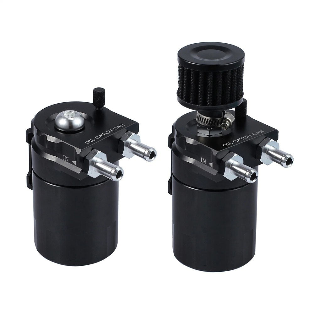 Car Oil Catch Reservoir Breather Can Tank + Filter Kit Cylinder Aluminum Engine