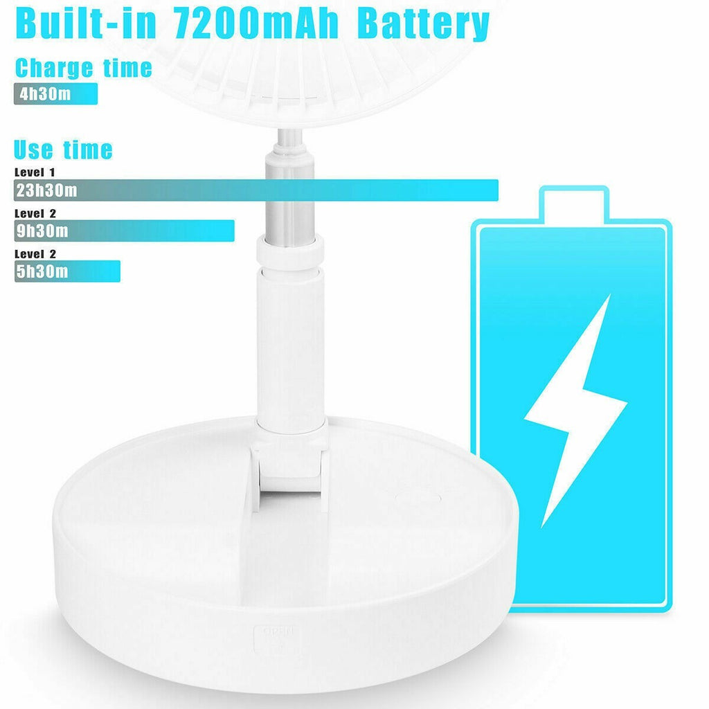 Telescopic Cordless Fan Cooling Wireless Folding Portable Rechargeable Fan UK