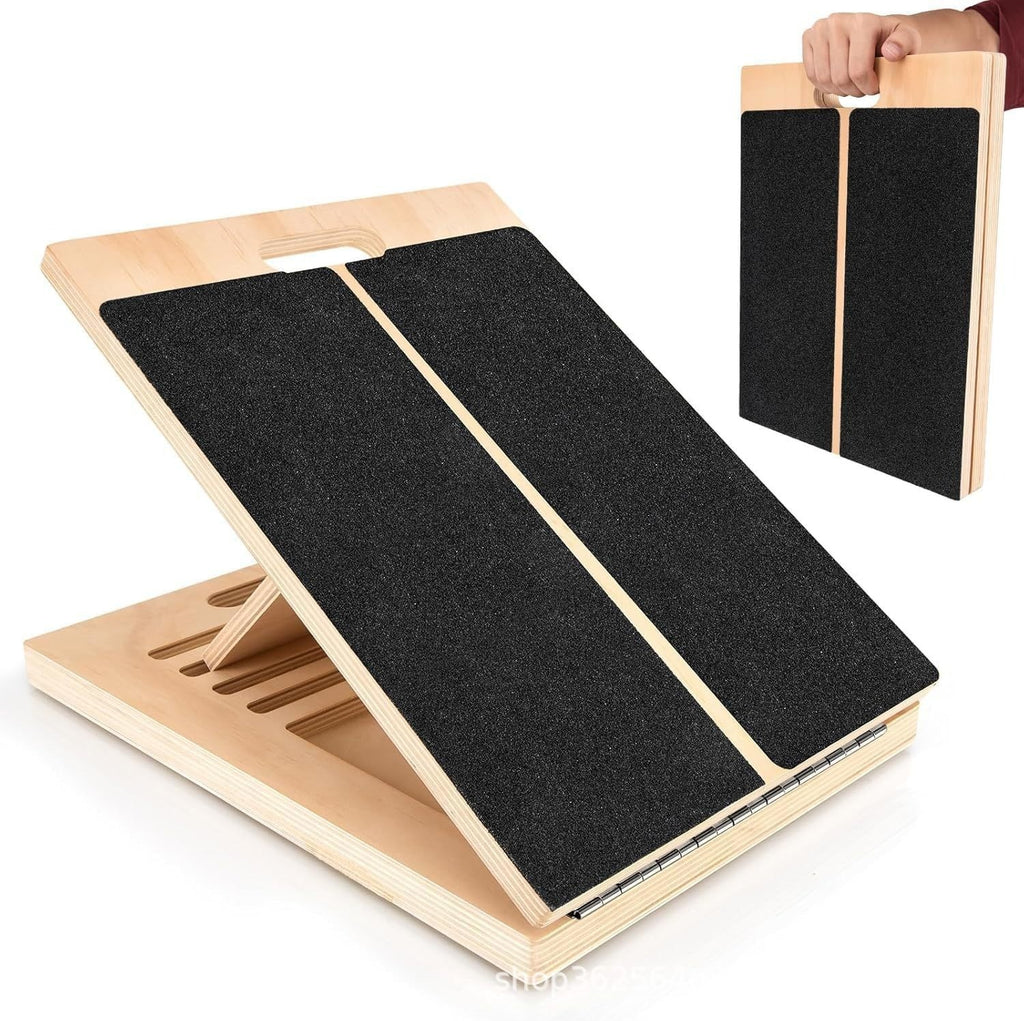 Foldable Wooden Slant Board Calf Stretcher Incline Board Yoga Gym Home Workout