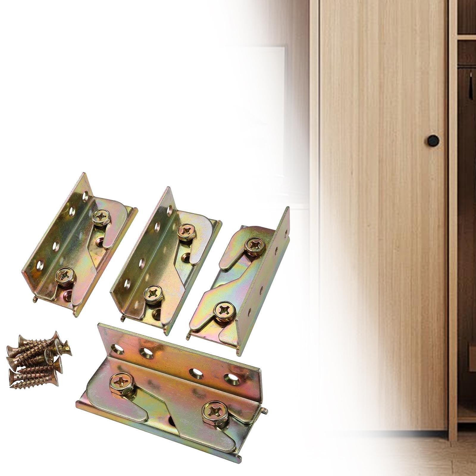 Bed Rail Bracket 4 Sets Non-Mortise Bed Hinge Fixing Connector Heavy Duty Bed