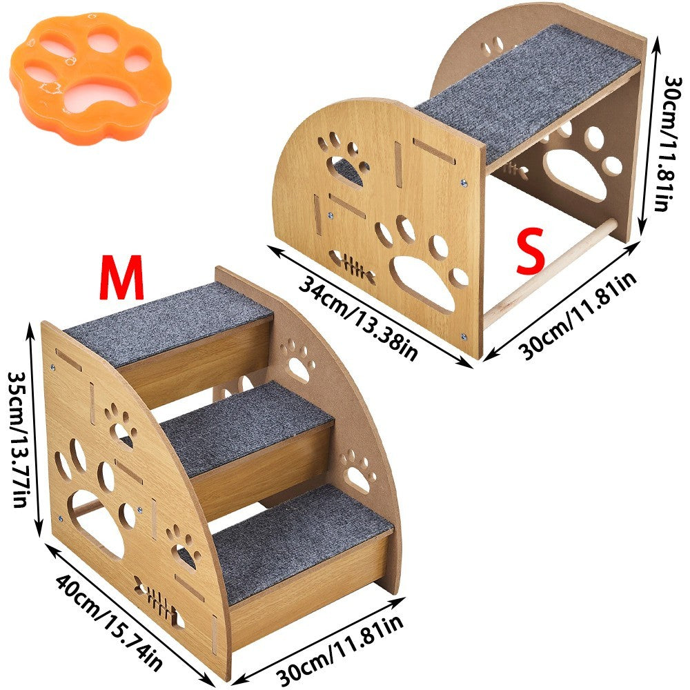 2/3 Steps Pet Ramp Wooden Dog Steps Stairs Cat Detachable Ladder For Bed Sofa UK