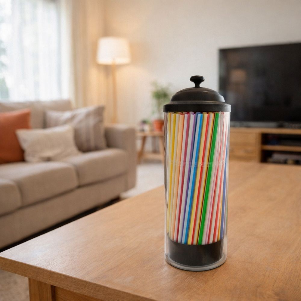 Portable Straw Organizer Container Bottle Drinking Straw Holder Straw Dispenser
