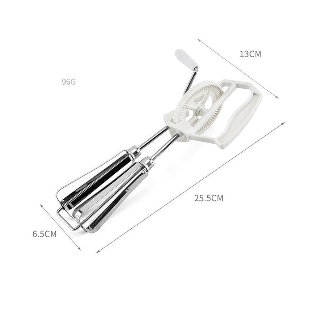 Rotary Manual Hand Whisk Egg Beater Stainless Steel Mixer Blender Kitchen Tool