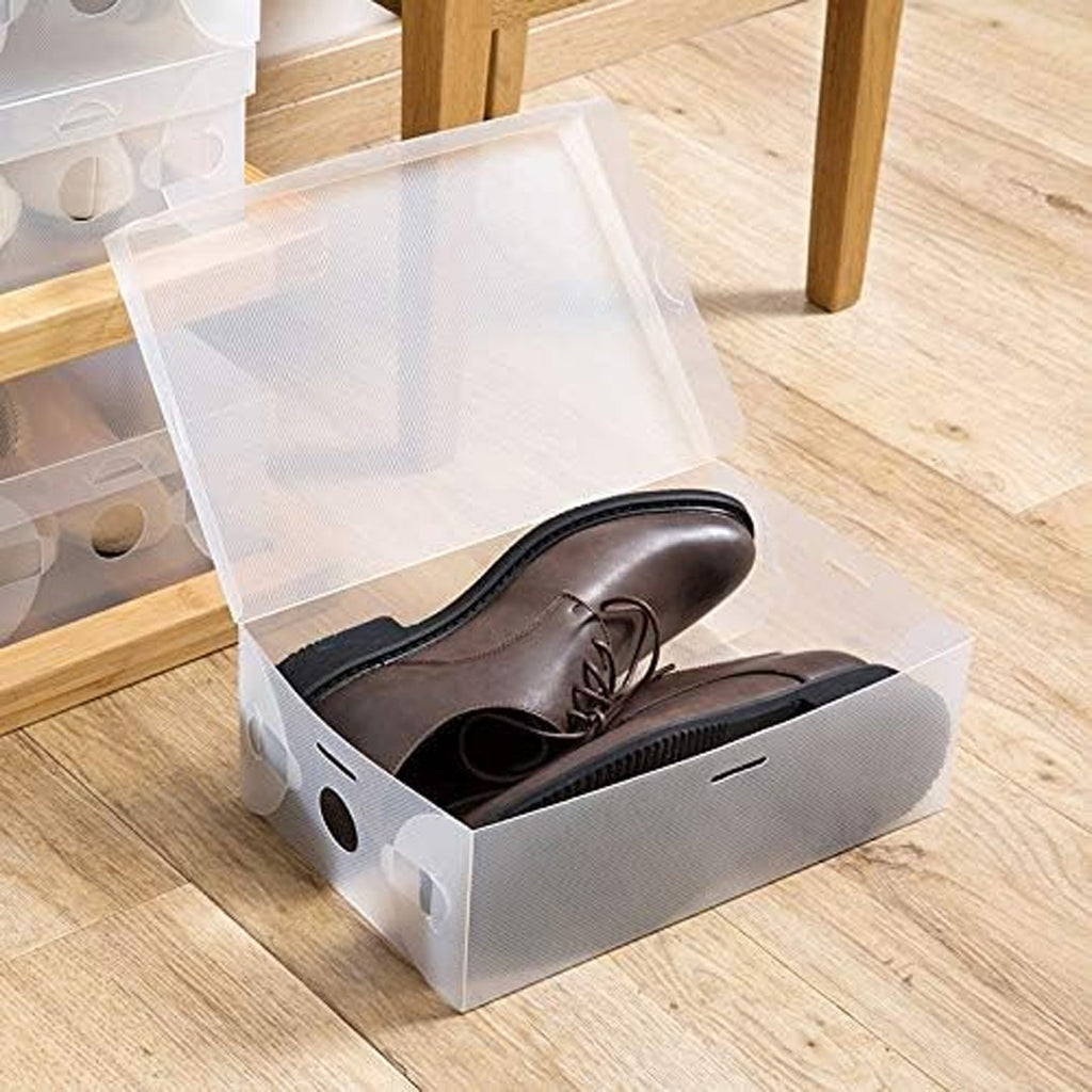 22PCS Clear Plastic Shoe Storage Boxes Stackable Foldable Durable Shoe Organiser