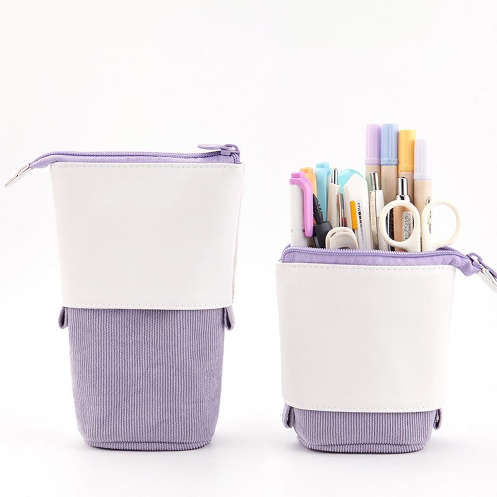 Stand-up Pencil Telescopic Holder Transformer Pen Box Stationery Case PU