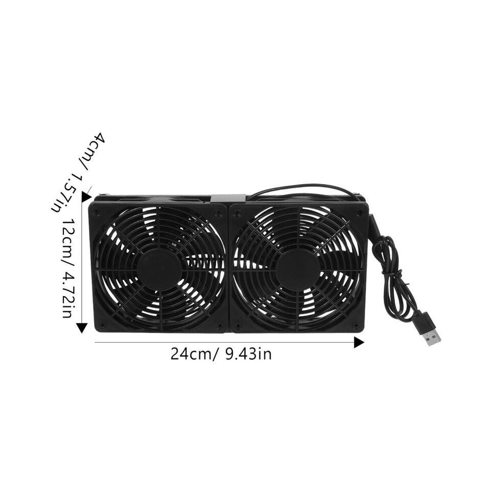 120mm 5V USB Powered PC Router Dual Cooling Fans w/Speed Controller High Fan