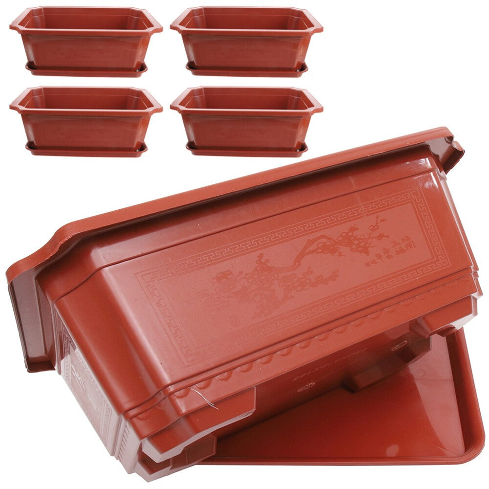 5 Sets of Bonsai Pot Large Size Flowerpot Bonsai Cultivation Pot with Tray H