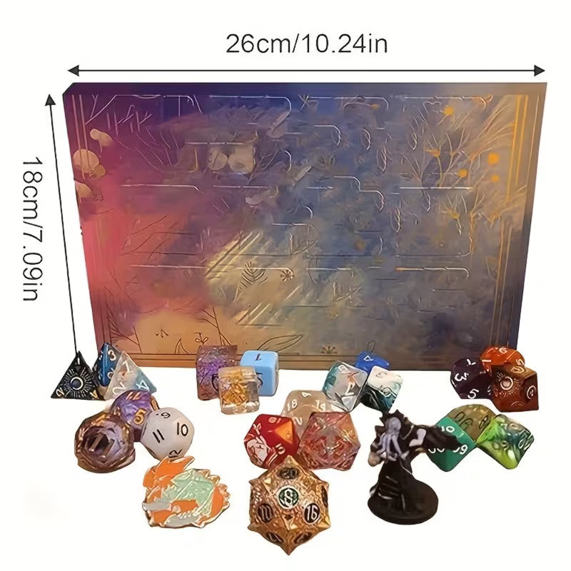 24 Day Christmas Dice Countdown Calendar, Multi Sided Dice Set Tabletop Games