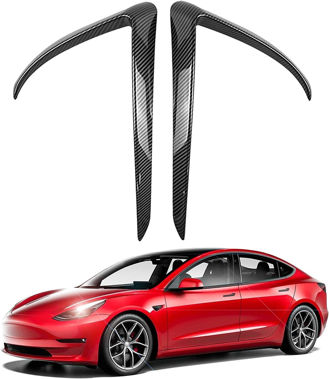 Tesla Model 3 Front Fog Light Trim Cover Fog Lamp Frame Blade Eyebrow Spoiler