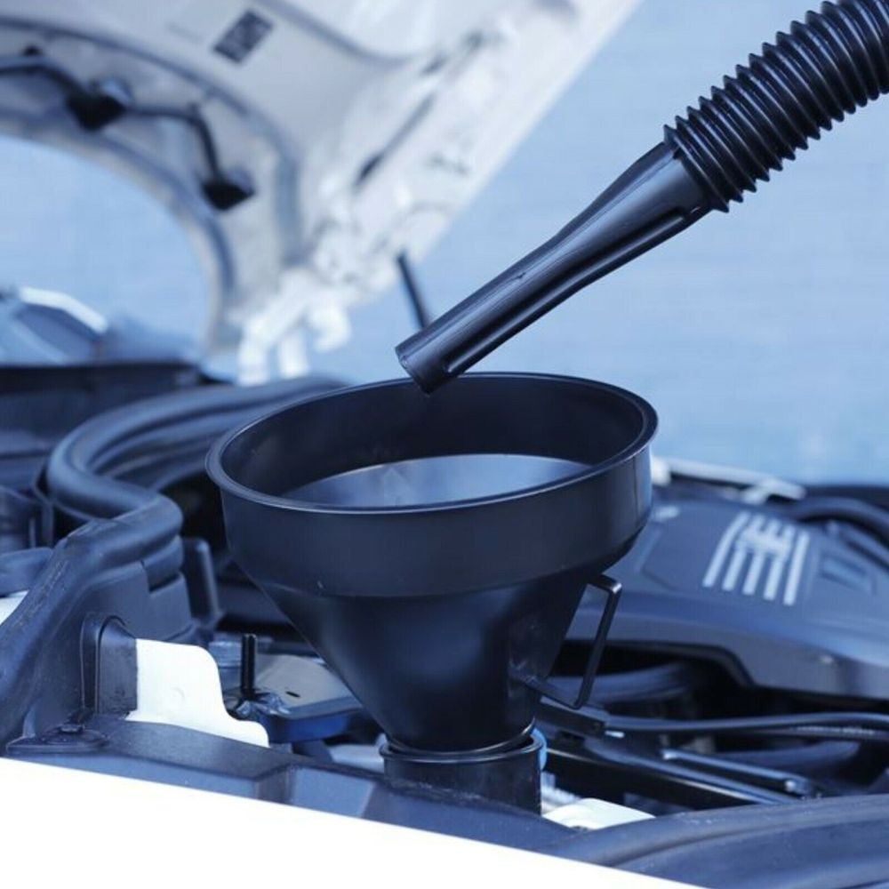 2x Large Flexible Spout Car Funnel Petrol Diesel Screen Wash Oil Fuel Extendable