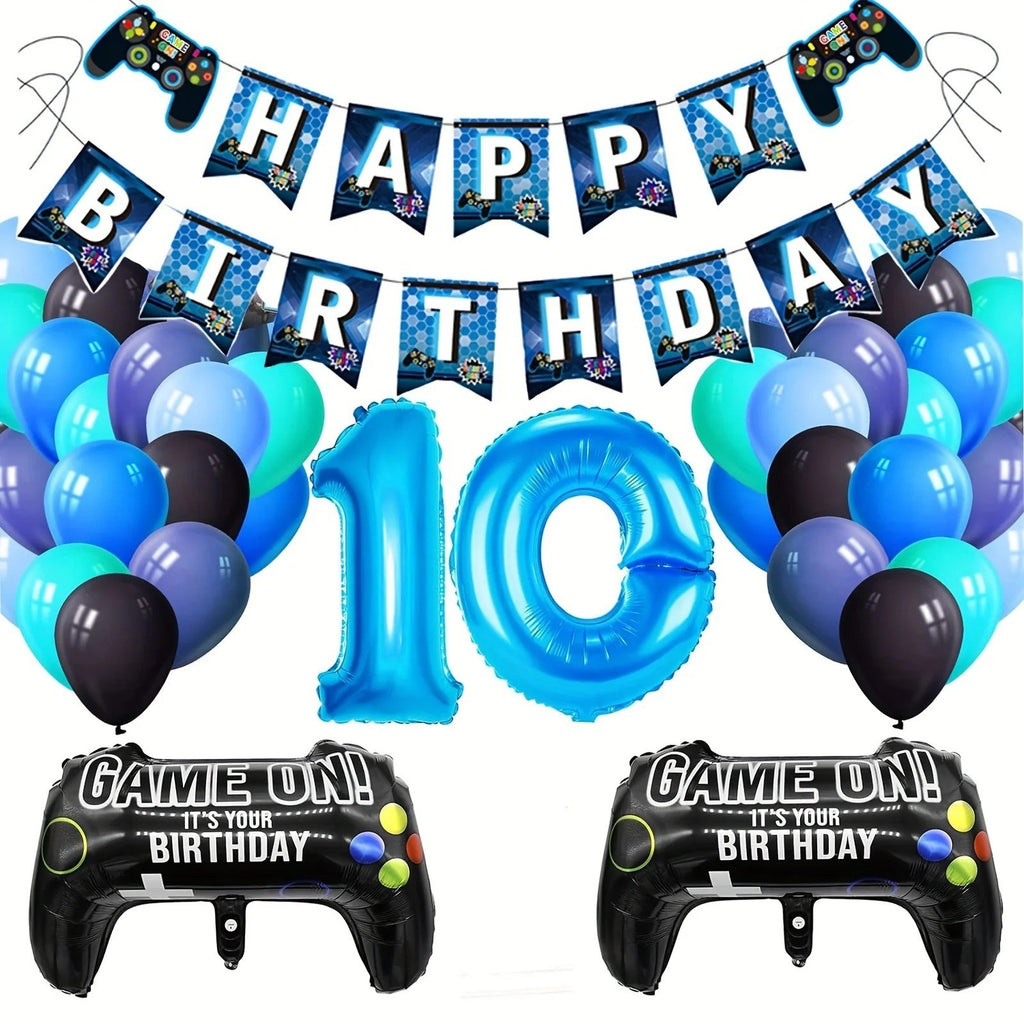 Gamepad Balloons Game Blue Digit Number Children's Birthday Party Decorations