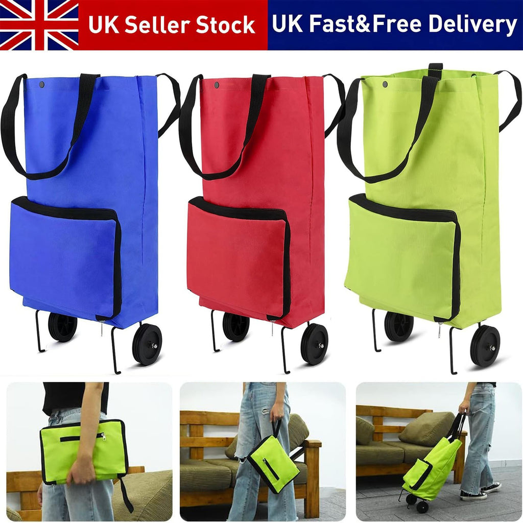 Collapsible Rolling Shopping Bag W/ Wheels Reusable Folding Cart Trolley NEW
