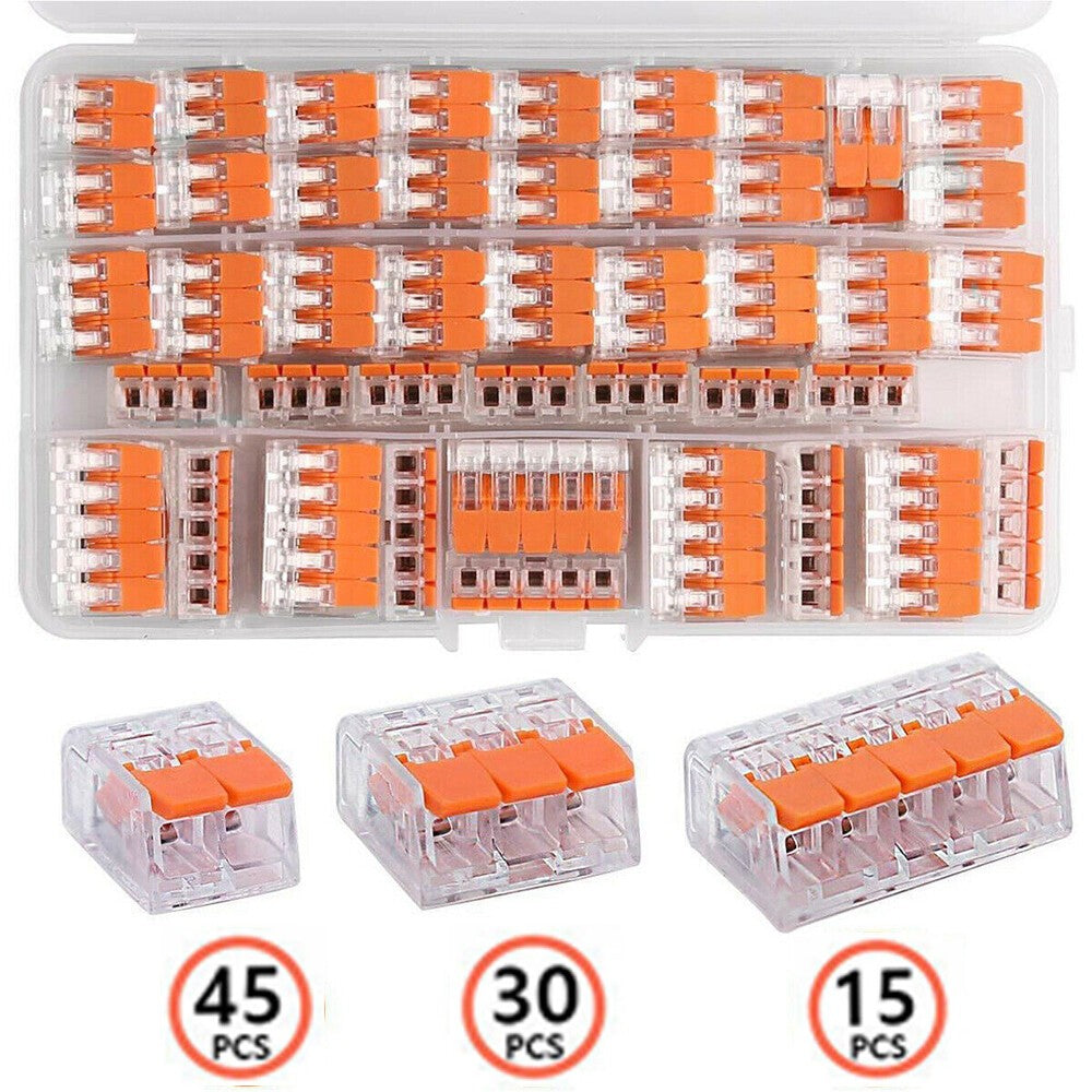 90x For Wago 221 Electrical Connectors Wire Block Clamp Terminal Cable Reusable-