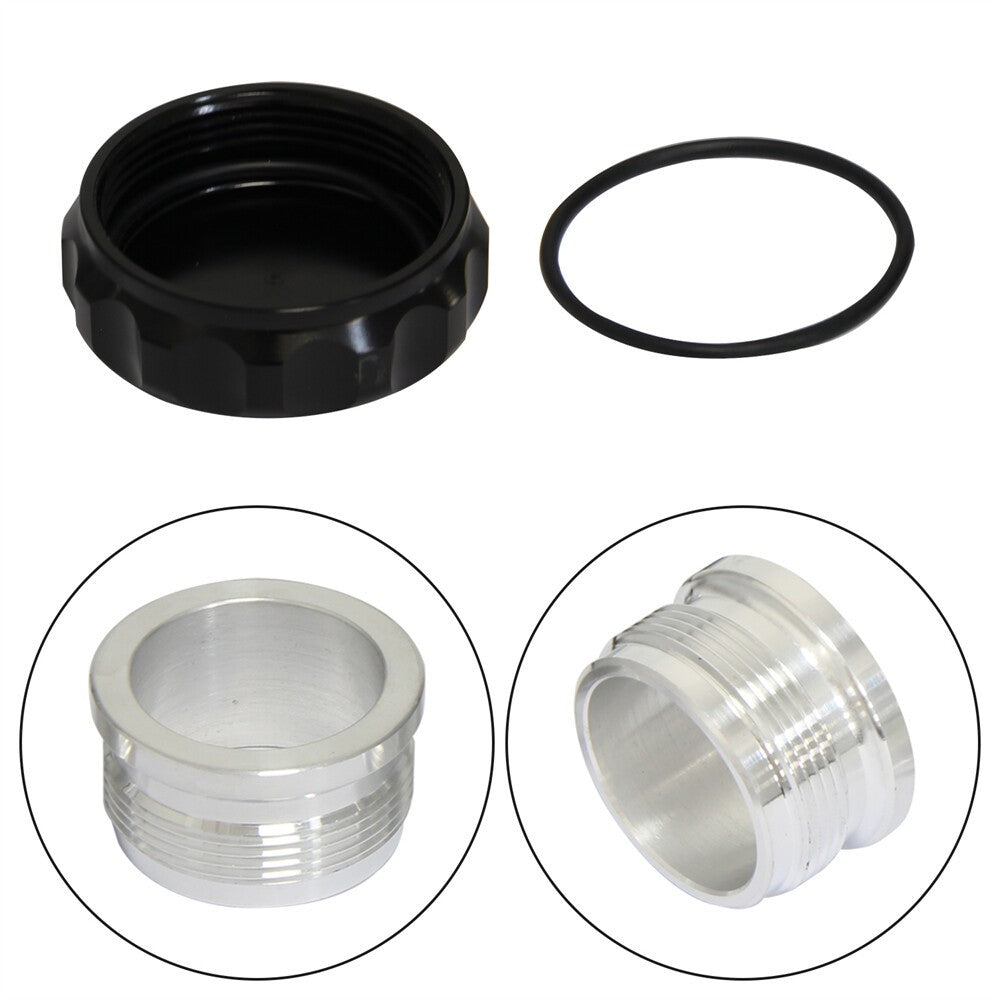 1.5" 37mm-48mm Aluminum Weld On Filler Neck And Cap Oil Fuel Water Tank Black