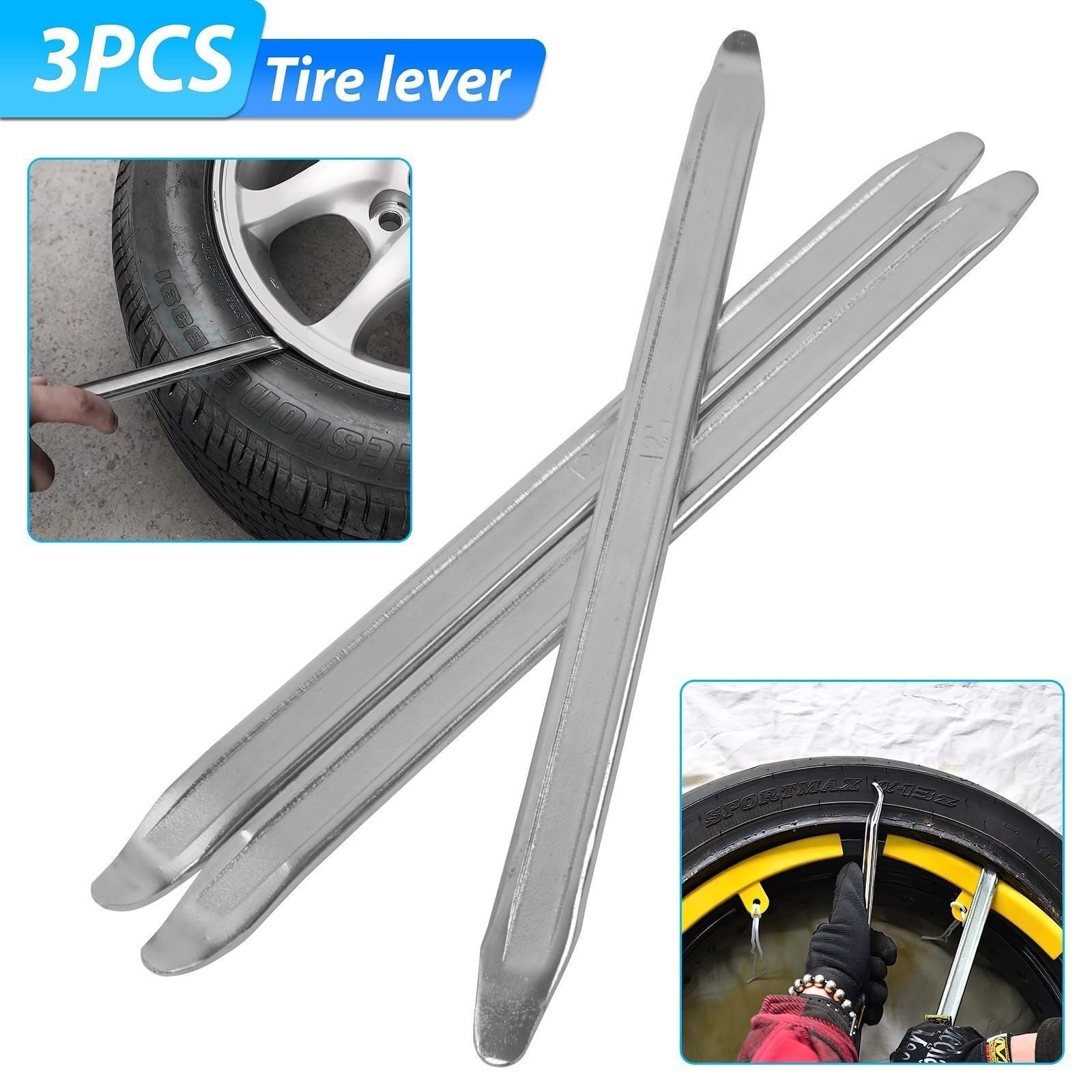 3PCS 12" TYRE LEVERS LONG HEAVY DUTY STEEL CHANGER REMOVER MOTORBIKE BIKE CYCLE