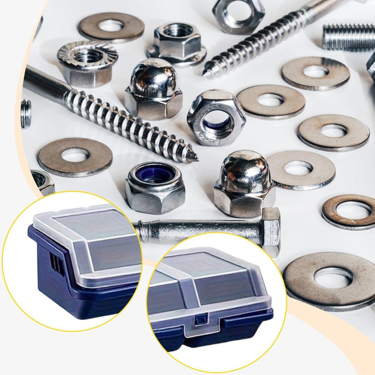 Set of 4 screw storage boxes with lids, 4 compartments, for nails, screws and.*