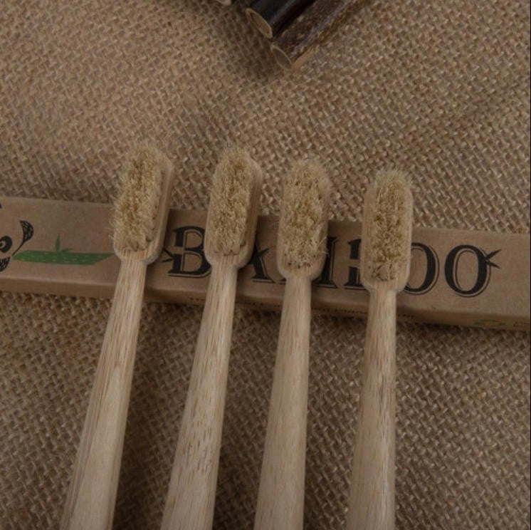 4Pcs Bamboo Toothbrush Boar Hair Bristle Compostable Biodegradable Toothbrush