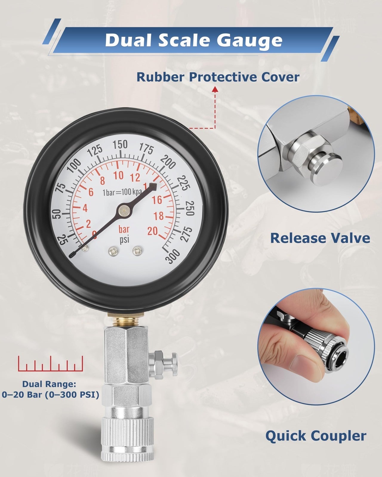 UK Car Diesel Petrol Engine Cylinder Pressure Tester Compression Gauge Test Kit