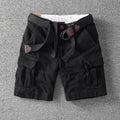 Mens Cargo Shorts 100% Cotton Combat Knee Length Summer Pants Loose Fit Short