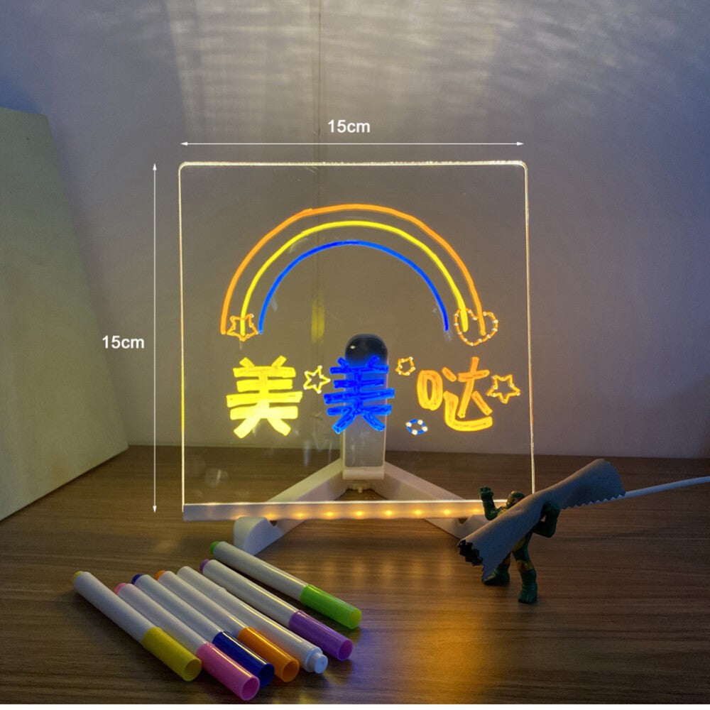 USB LED Night Light Acrylic Message Note Board Lamp Children Gifts Bedroom Decor